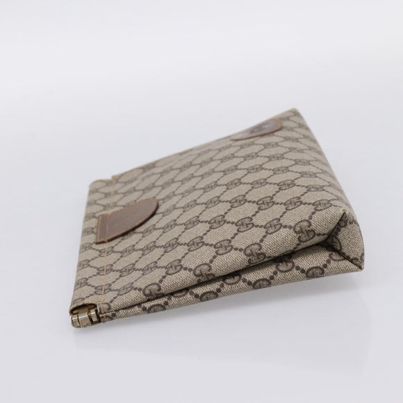 GUCCI GG Supreme Clutch Bag PVC Beige Gold 67 039 5229 Auth 201488