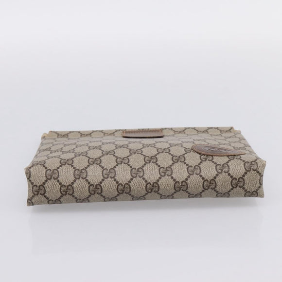GUCCI GG Supreme Clutch Bag PVC Beige Gold 67 039 5229 Auth 201488