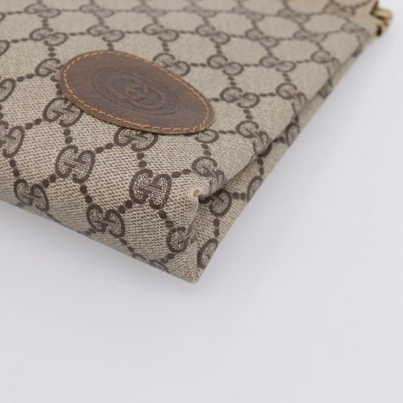 GUCCI GG Supreme Clutch Bag PVC Beige Gold 67 039 5229 Auth 201488