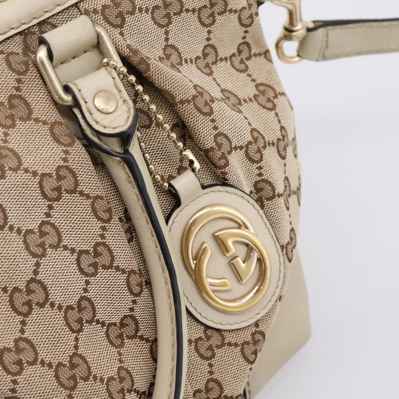 GUCCI GG Canvas Sukey Hand Bag 2way Beige Gold 247902 Auth 201493