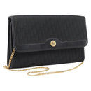 Christian Dior Trotter Canvas Chain Shoulder Bag Black Gold Auth 201497-1