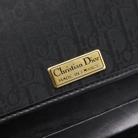Christian Dior Trotter Canvas Chain Shoulder Bag Black Gold Auth 201497
