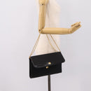 Christian Dior Trotter Canvas Chain Shoulder Bag Black Gold Auth 201497-22