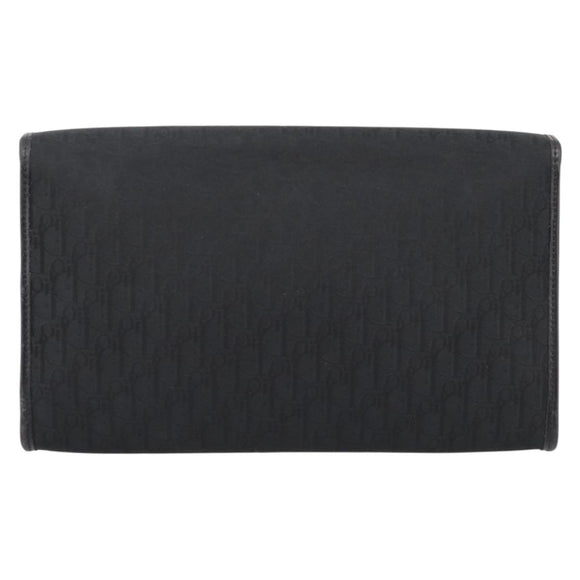 Christian Dior Trotter Canvas Chain Shoulder Bag Black Gold Auth 201497
