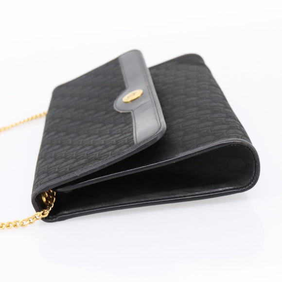 Christian Dior Trotter Canvas Chain Shoulder Bag Black Gold Auth 201497