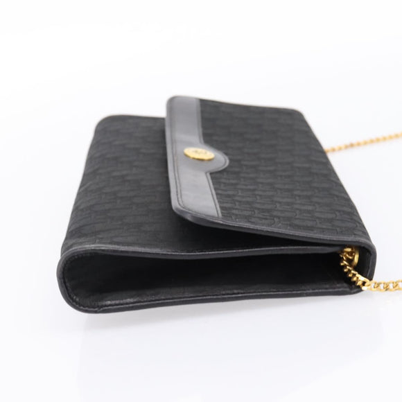 Christian Dior Trotter Canvas Chain Shoulder Bag Black Gold Auth 201497