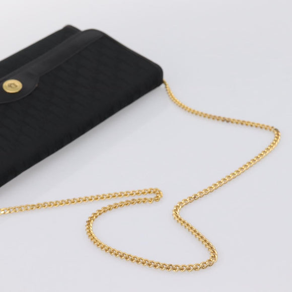 Christian Dior Trotter Canvas Chain Shoulder Bag Black Gold Auth 201497