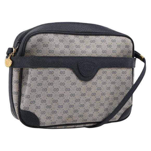 GUCCI Micro GG Supreme Shoulder Bag PVC Navy Gold 007 084 0423 Auth 201500