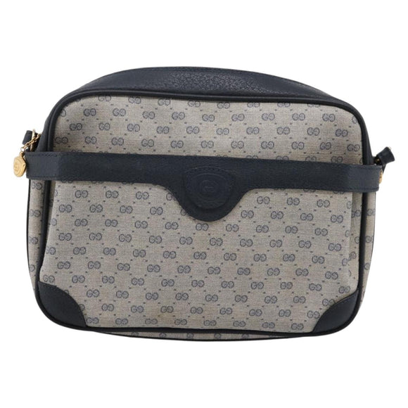 GUCCI Micro GG Supreme Shoulder Bag PVC Navy Gold 007 084 0423 Auth 201500
