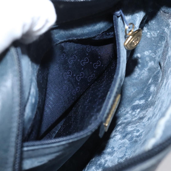 GUCCI Micro GG Supreme Shoulder Bag PVC Navy Gold 007 084 0423 Auth 201500