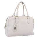 FENDI Celeria Hand Bag Leather White Silver Auth 201501-1