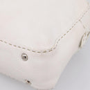 FENDI Celeria Hand Bag Leather White Silver Auth 201501-14