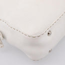 FENDI Celeria Hand Bag Leather White Silver Auth 201501-15