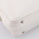 FENDI Celeria Hand Bag Leather White Silver Auth 201501-17