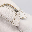 FENDI Celeria Hand Bag Leather White Silver Auth 201501-18