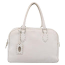 FENDI Celeria Hand Bag Leather White Silver Auth 201501-13