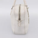 FENDI Celeria Hand Bag Leather White Silver Auth 201501-3