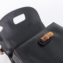 GUCCI Bamboo Hand Bag Leather Black Gold 000 1364 0633 Auth 201509A-16