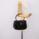 GUCCI Bamboo Hand Bag Leather Black Gold 000 1364 0633 Auth 201509A-24