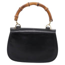 GUCCI Bamboo Hand Bag Leather Black Gold 000 1364 0633 Auth 201509A-3
