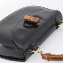 GUCCI Bamboo Hand Bag Leather Black Gold 000 1364 0633 Auth 201509A-6