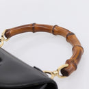 GUCCI Bamboo Hand Bag Leather Black Gold 000 1364 0633 Auth 201509A-8