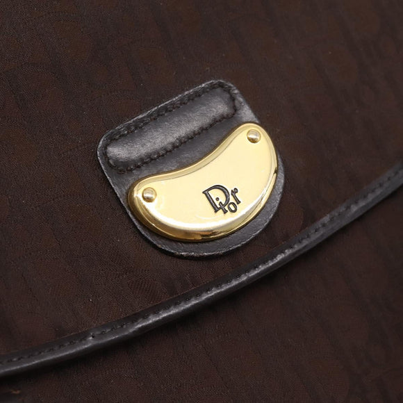 Christian Dior Trotter Canvas Hand Bag Brown Gold Auth 201513