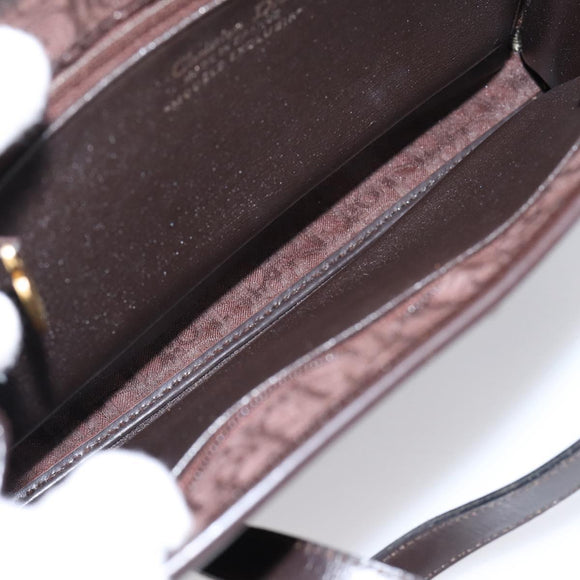 Christian Dior Trotter Canvas Hand Bag Brown Gold Auth 201513
