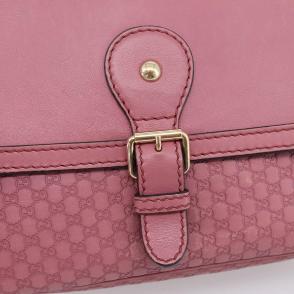 GUCCI Micro GG Canvas Guccissima Bag Leather Pink Gold 308452 Auth 201514