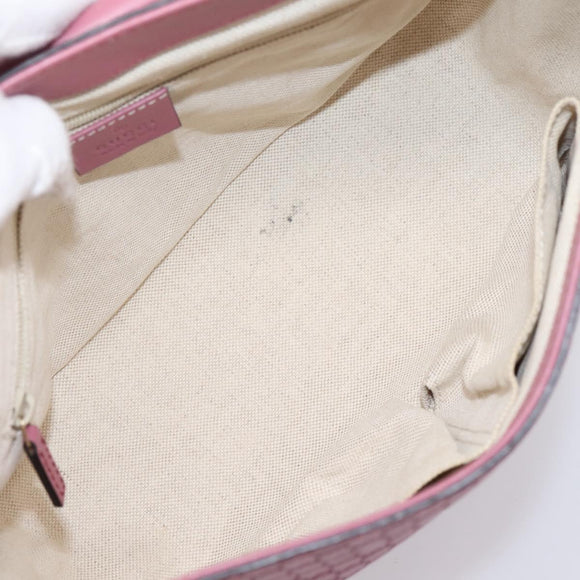 GUCCI Micro GG Canvas Guccissima Bag Leather Pink Gold 308452 Auth 201514