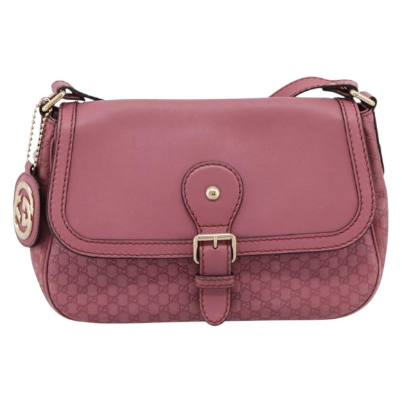GUCCI Micro GG Canvas Guccissima Bag Leather Pink Gold 308452 Auth 201514