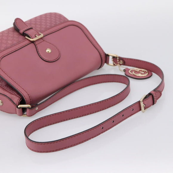 GUCCI Micro GG Canvas Guccissima Bag Leather Pink Gold 308452 Auth 201514