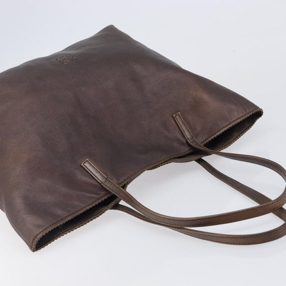 LOEWE Tote Bag Leather Brown Auth 201519