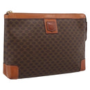 CELINE Macadam Clutch Bag PVC Leather Brown Gold Auth 201520A-1