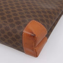 CELINE Macadam Clutch Bag PVC Leather Brown Gold Auth 201520A-15