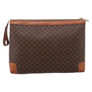 CELINE Macadam Clutch Bag PVC Leather Brown Gold Auth 201520A-2