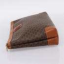 CELINE Macadam Clutch Bag PVC Leather Brown Gold Auth 201520A-3