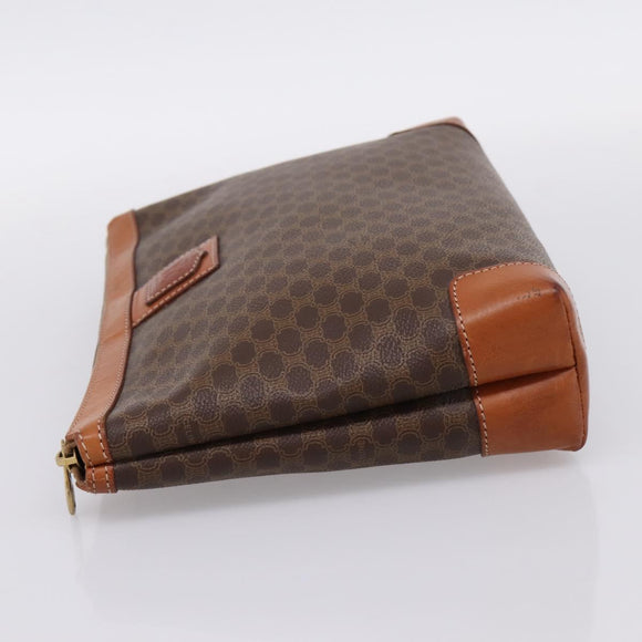 CELINE Macadam Clutch Bag PVC Leather Brown Gold Auth 201520A