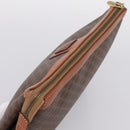 CELINE Macadam Clutch Bag PVC Leather Brown Gold Auth 201520A-5