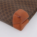 CELINE Macadam Clutch Bag PVC Leather Brown Gold Auth 201520A-7