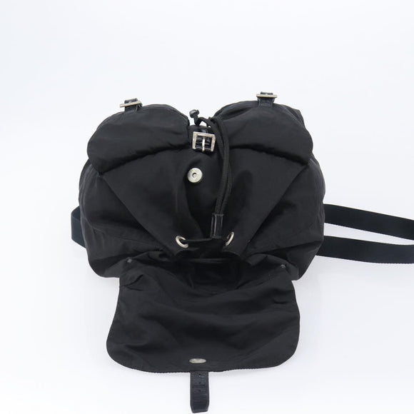PRADA Backpack Nylon Black Silver Auth 201521