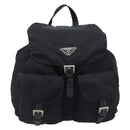 PRADA Backpack Nylon Black Silver Auth 201521-13