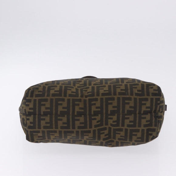 FENDI Zucca Canvas Tote Bag Black Brown Auth 201522