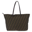 FENDI Zucca Canvas Tote Bag Black Brown Auth 201522-2