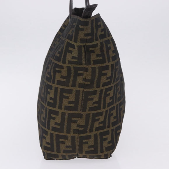 FENDI Zucca Canvas Tote Bag Black Brown Auth 201522