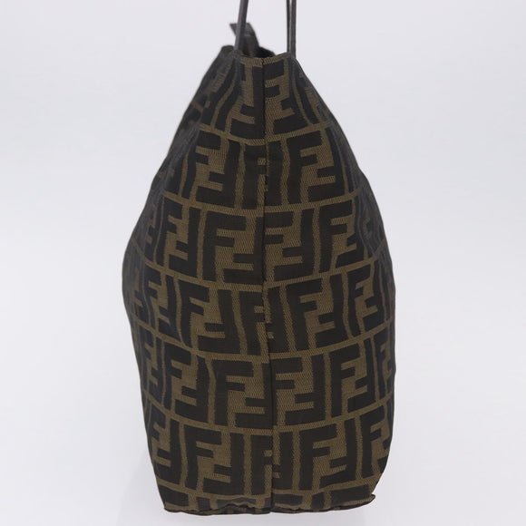 FENDI Zucca Canvas Tote Bag Black Brown Auth 201522
