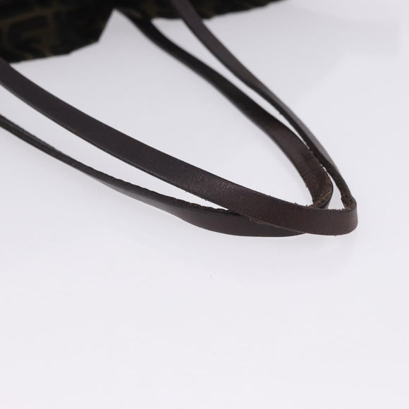 FENDI Zucca Canvas Tote Bag Black Brown Auth 201522