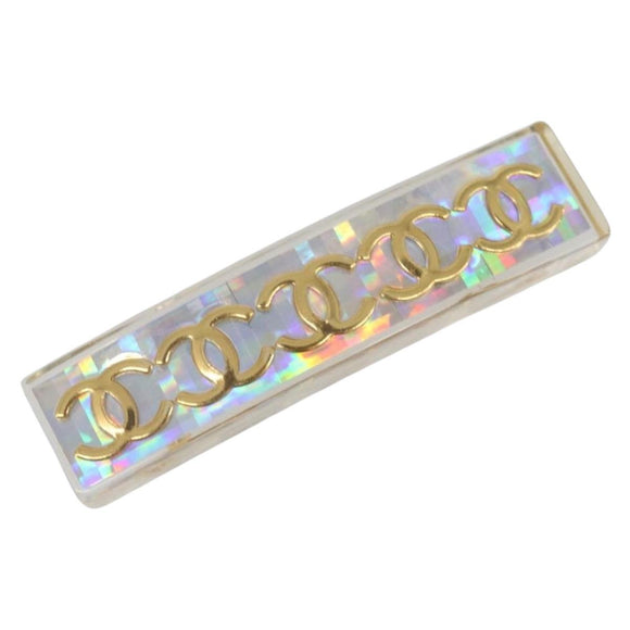 CHANEL Valletta Hair Clip metal Gold CC Auth 201528M