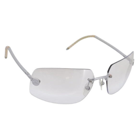 CHANEL Glasses metal Silver CC Auth 201529M