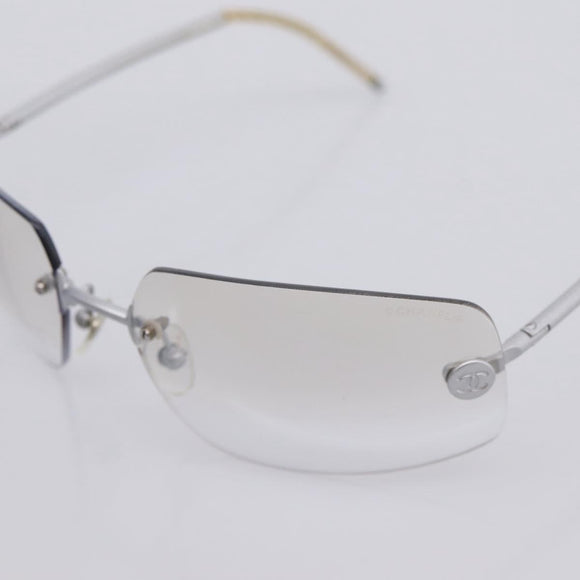 CHANEL Glasses metal Silver CC Auth 201529M
